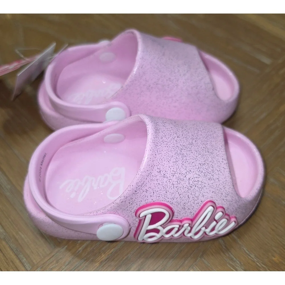 Barbie Toddler Girls Pink Glitter Clogs Slip On Shoes Size 4 AGVC39317-1 NWT
